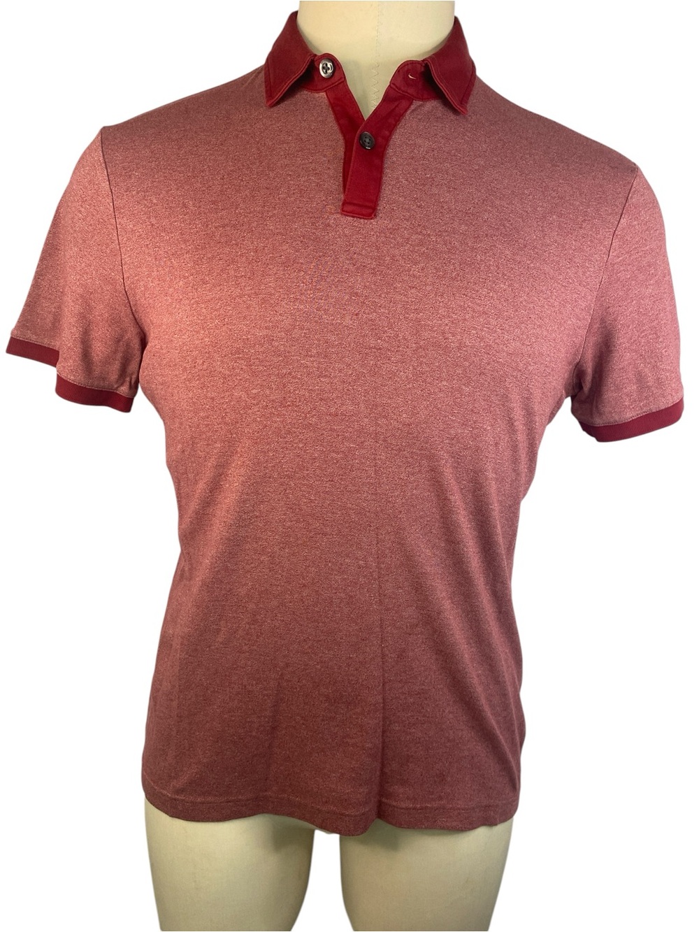 Banana Republic Luxury Touch Red Heather Polo with Contrast Collar Men’s Large